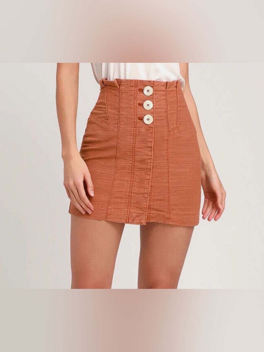 Free People “Every Minute Every Hour-Mini Skirt in Terra Cotta
